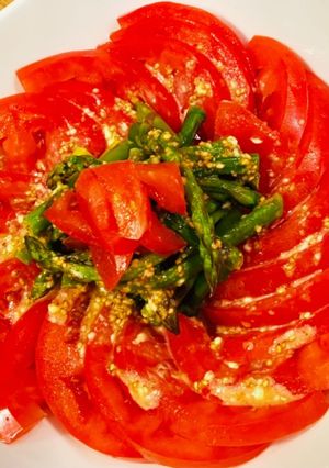 甘胡麻ドレのアスパラトマトサラダ-レシピのメイン写真