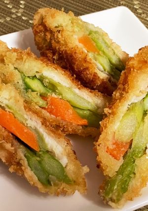 アスパラと人参の鶏ササミ巻き揚げ！-レシピのメイン写真