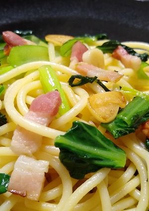 柚子胡椒香る！小松菜ベーコンの和風パスタ-レシピのメイン写真