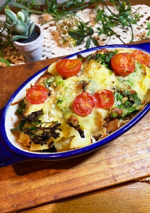鯖缶【味噌】とじゃがいもと菜の花グラタン-レシピのメイン写真