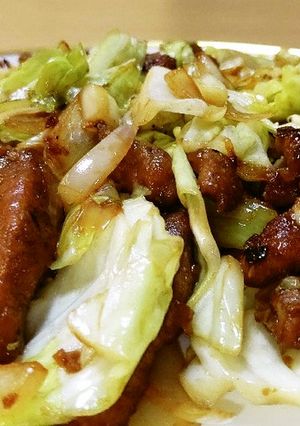 豚レバーとキャベツのステーキソース炒め。-レシピのメイン写真
