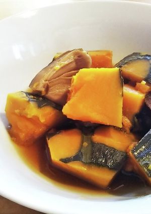 レンジで椎茸とカボチャの煮物-レシピのメイン写真