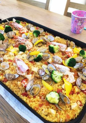 ホットプレートで本格!シーフードパエリア-レシピのメイン写真