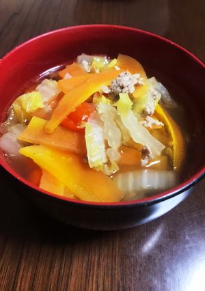簡単白菜とミンチのボリュームスープ-レシピのメイン写真