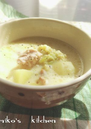 鶏肉カリフラワーの豆乳味噌スープ-レシピのメイン写真