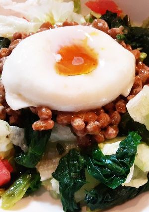 レンチン温玉と納豆サラダ～最強コンビ～-レシピのメイン写真