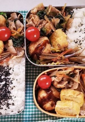 豚肉炒め&コロッケ弁当(2.22)-レシピのメイン写真