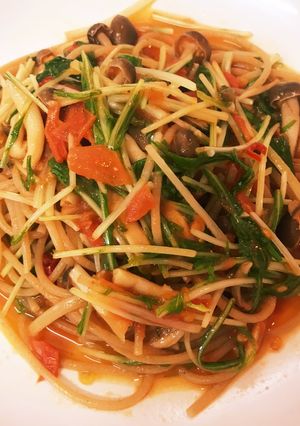 シメジと水菜の全粒粉アラビアータ-レシピのメイン写真