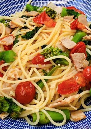 菜の花とプチトマトとベーコンのパスタ-レシピのメイン写真