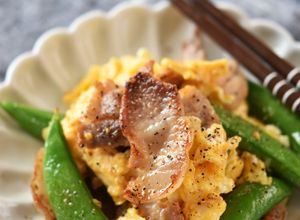 豚バラとスナップえんどうのチーズ卵炒め-レシピのメイン写真