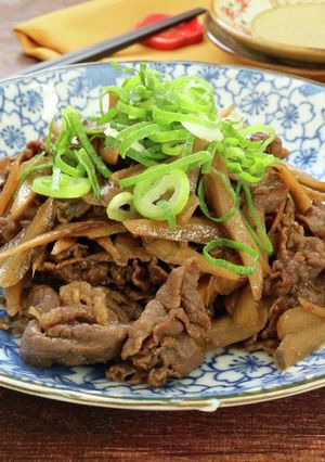 臨醐山黒酢でまろやか、牛ごぼう-レシピのメイン写真