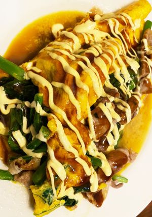 アスパラ菜の豚平焼き-レシピのメイン写真