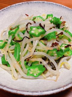 オクラともやしの塩昆布和え-レシピのメイン写真