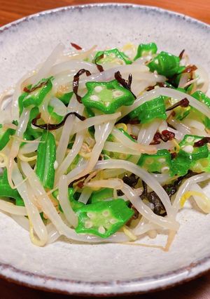 オクラともやしの塩昆布和え-レシピのメイン写真
