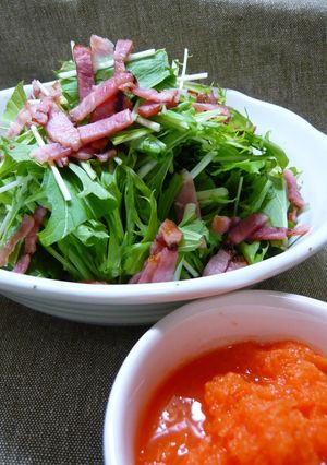 水菜のサラダ☆ニンジンドレッシング-レシピのメイン写真