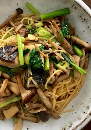 焼きサバとキノコの和風パスタ-レシピのメイン写真