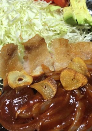 にんにく香る厚切りポークチャップ-レシピのメイン写真