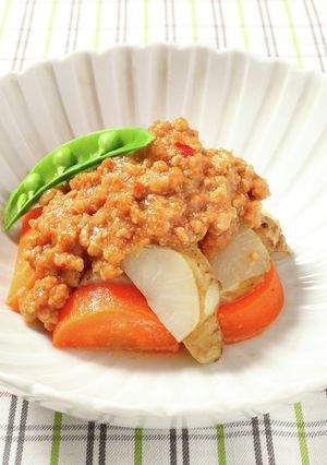 菊芋とにんじんの肉味噌あんかけ-レシピのメイン写真
