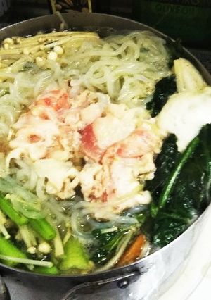 葉野菜の昆布だし鍋　あごだしつゆ付け-レシピのメイン写真