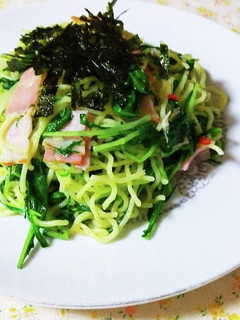 水菜とベーコン☆ペペロンチーノ風焼きそば-レシピのメイン写真