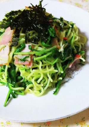 水菜とベーコン☆ペペロンチーノ風焼きそば-レシピのメイン写真