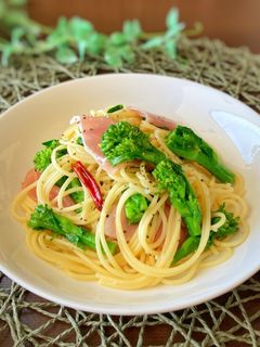 菜の花と生ハムのペペロンチーノ-レシピのメイン写真