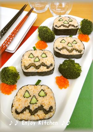 ハロウィン♪おばけかぼちゃの巻き寿司-レシピのメイン写真
