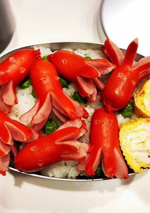 のっけ弁当(タコ再び)-レシピのメイン写真