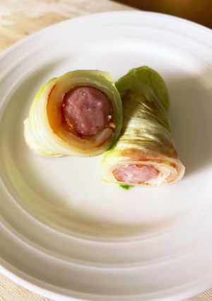 野菜シート&ウィンナーでロール春キャベツ-レシピのメイン写真