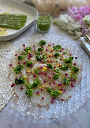 旬を味わう！鯛と菜の花のカルパッチョ-レシピのメイン写真