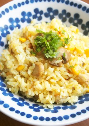 炊飯器でマッシュルーム缶のカレーピラフ！-レシピのメイン写真
