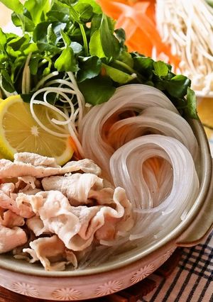 マロニーと豚肉とクレソンのレモン鍋-レシピのメイン写真