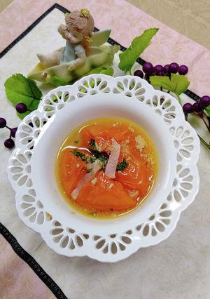 簡単丸ごとトマトのレンチンスープ-レシピのメイン写真
