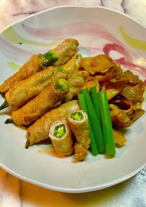 No2781肉巻きオクラと舞茸の照り焼き-レシピのメイン写真