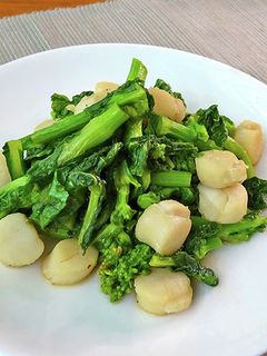 菜の花と帆立のしょうゆバター炒め-レシピのメイン写真