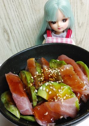 リカちゃん♡マグロ(魚)のユッケ風♪-レシピのメイン写真