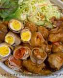 うずらとプチトマトのポークロールチャップ