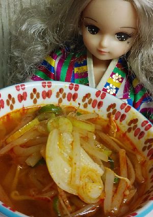 リカちゃん♡にんにくもやしキム酢ープ-レシピのメイン写真