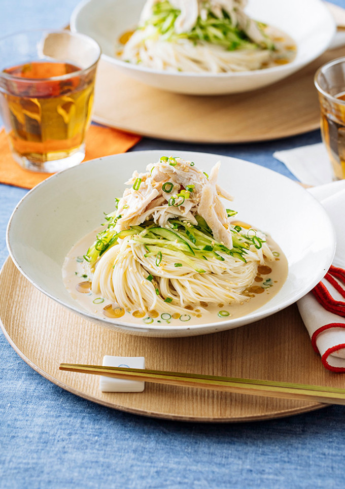 ごま油香るささみときゅうりの豆乳そうめん-レシピのメイン写真