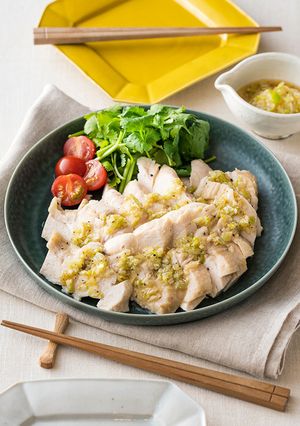 黄金比☆ごま油たれで蒸し鶏のねぎ塩レモン-レシピのメイン写真