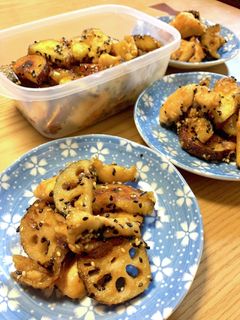 さつまいもとレンコンの甘辛炒め-レシピのメイン写真