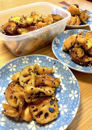 さつまいもとレンコンの甘辛炒め-レシピのメイン写真