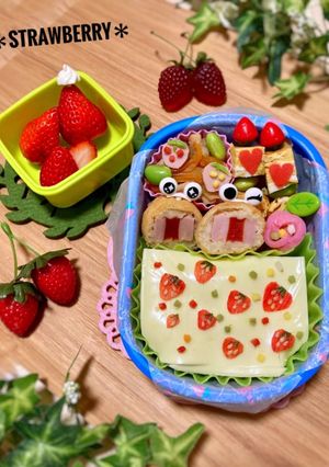 子供が喜ぶ☆イチゴのお弁当☆幼稚園-レシピのメイン写真