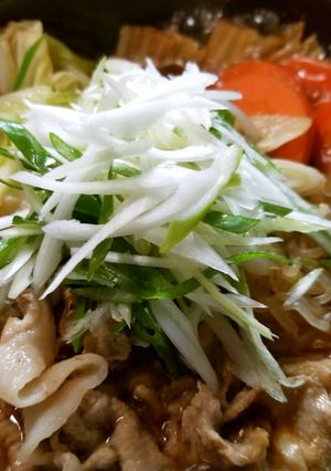 すき家の葱生姜牛すき鍋風♡うちは豚すき鍋-レシピのメイン写真