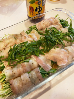 レンチン豚バラで肉巻き水菜♡-レシピのメイン写真
