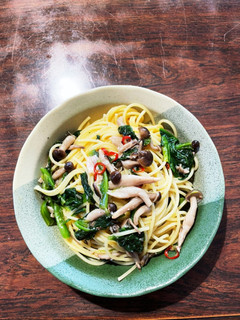 ほうれん草と茸のレモンガーリックパスタ-レシピのメイン写真