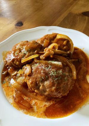 簡単えのき煮込みハンバーグ★洗い物激減！-レシピのメイン写真