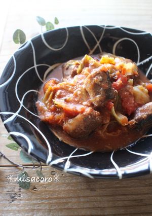 ｍレンジＤＥキャベツと鯖缶のトマト煮-レシピのメイン写真