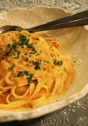 きしめんでウニクリームソース-レシピのメイン写真