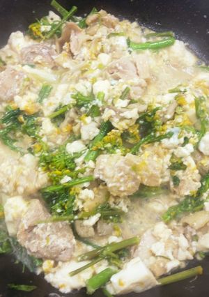 菜の花のチャンプルーとお好み焼き-レシピのメイン写真
